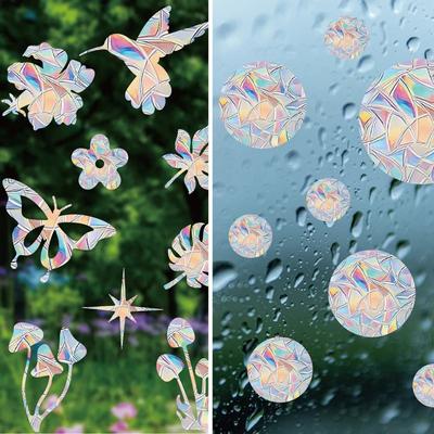 Rainbow Suncatcher Window Stickers PVC Cat Butterfly Prism Glass Wall Sticker Home Kids Bedroom Decoration Self Adhesive Decal
