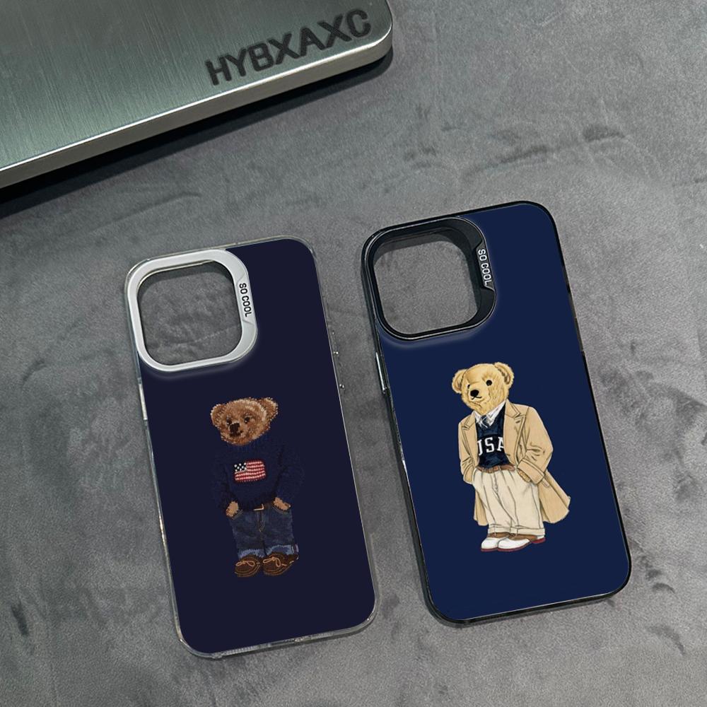 Cute bear Phone Case IMD FOR iPhone 16 15 14 13 12 11 Pro Max XR 8 7 Plus and Samsung Galaxy ultra Cover