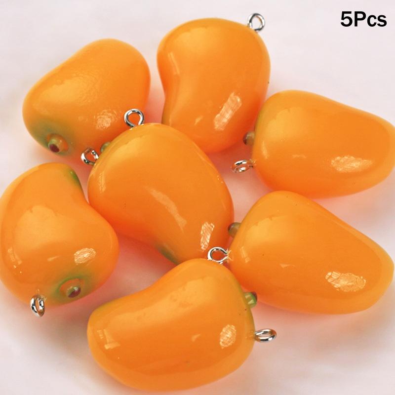 5PCS 3D Lifelike Fruit Miniature Resin Beads Fadeless Color for DIY Bracelet Necklace Jewelry Making Family Craft Activities