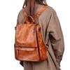 Vintage Backpack Genuine Leather Large Capacity Women Bag Solid Color Natural Cowhide Leisure Travel Bags