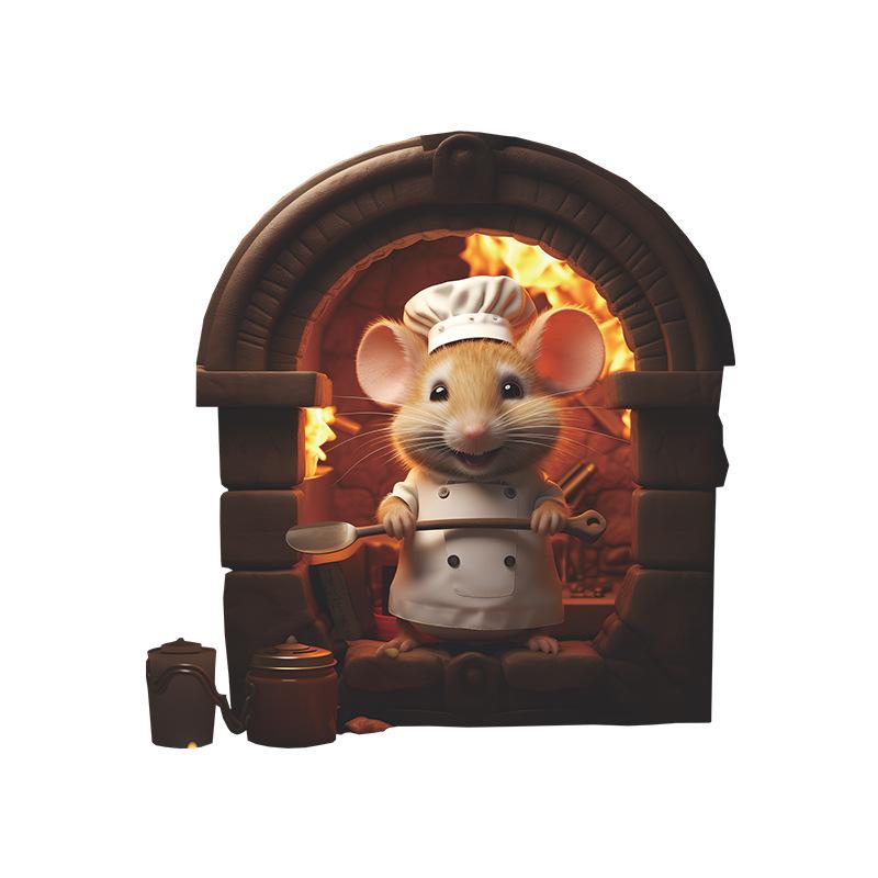 Cute 3D-style Cartoon Mouse Hole Wall Sticker Kitchen Living Room Kid Bedroom Wall Corner Decal Creative Fun Interior Decoration