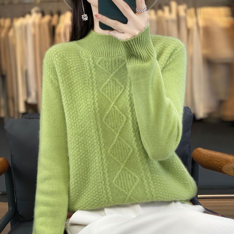 

Однотонный свитер с воротником-стойкой, повседневный свитер с длинными рукавами на осень и зиму, женская одежда больших размеров S