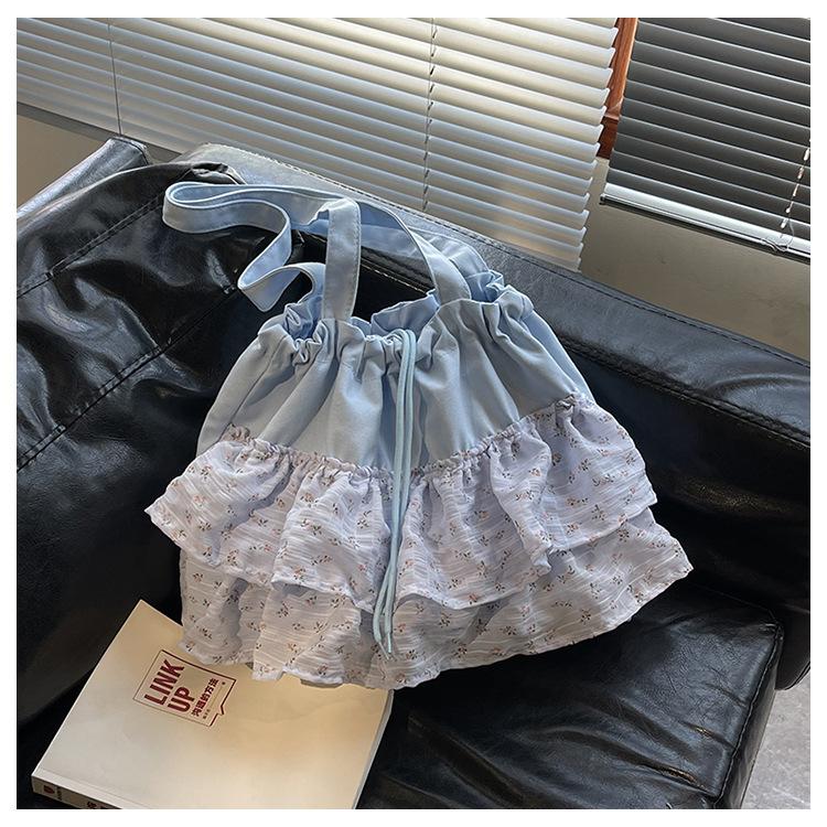 Simple design casual tote bag women's 2025 summer new large-capacity lace canvas bag