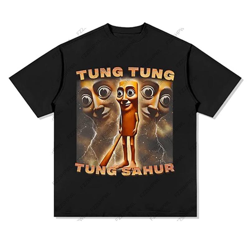 Women Clothes Tung Tung Tung Sahur Goth Streetwear Grunge Vintage Women Casual Short Sleeve Y2k Clothes TShirt Girl 2000s Tops