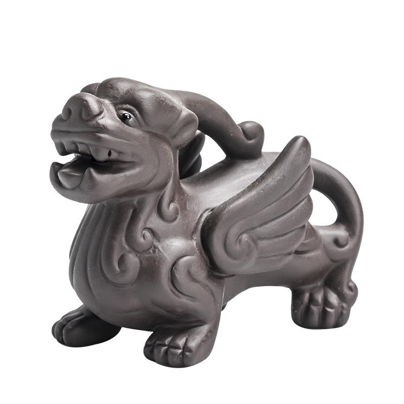 Pixiu Purple Clay Tea Pet: Dragon's Nine Sons Tea Set Accessory for Wealth and Tea Ceremony Cultivation