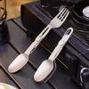 Titan Klapp-Campinggabel und -Löffel mit Verriegelungsfunktion Reise Gabel-Löffel-Kombination Geeignet für Outdoor-Camping Wandern Picknick