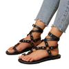 Female Shoes 2025 Plus Size Thong Women's Sandals Daily Casual Sandals Women Rivet Buckle Strap Flat with Ankle-wrap Shoes Women