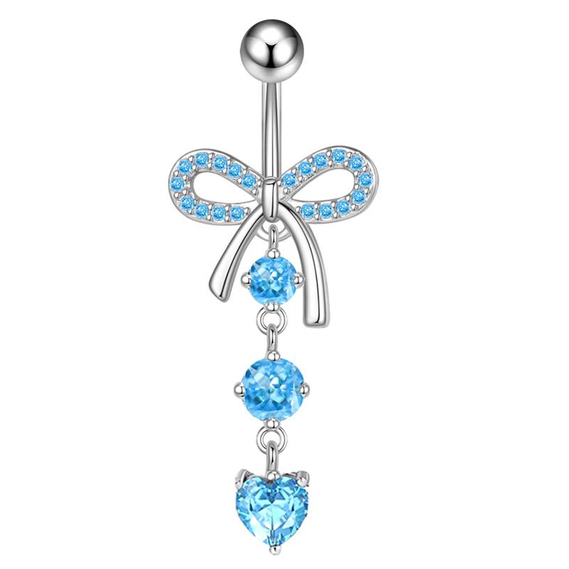 Stainless Steel Pink Dot Drill Navel Ring Nail Butterfly Zircon Simple Navel Buckle Piercing Ornament