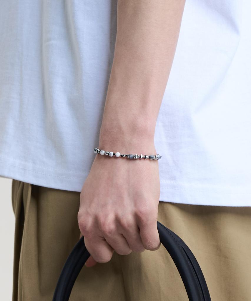 Noise Garment Multi-Stone Bracelet - White Black