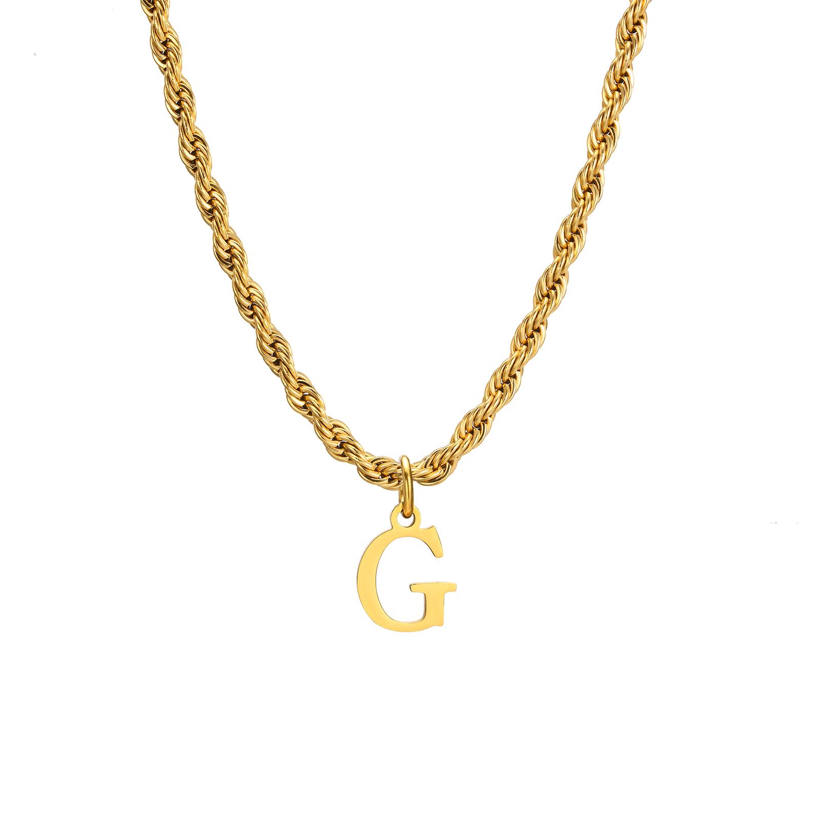 

Stainless Steel Initial Necklace for Women Men Letter Name Necklace Rope Chain Link Jewelry Silver Color