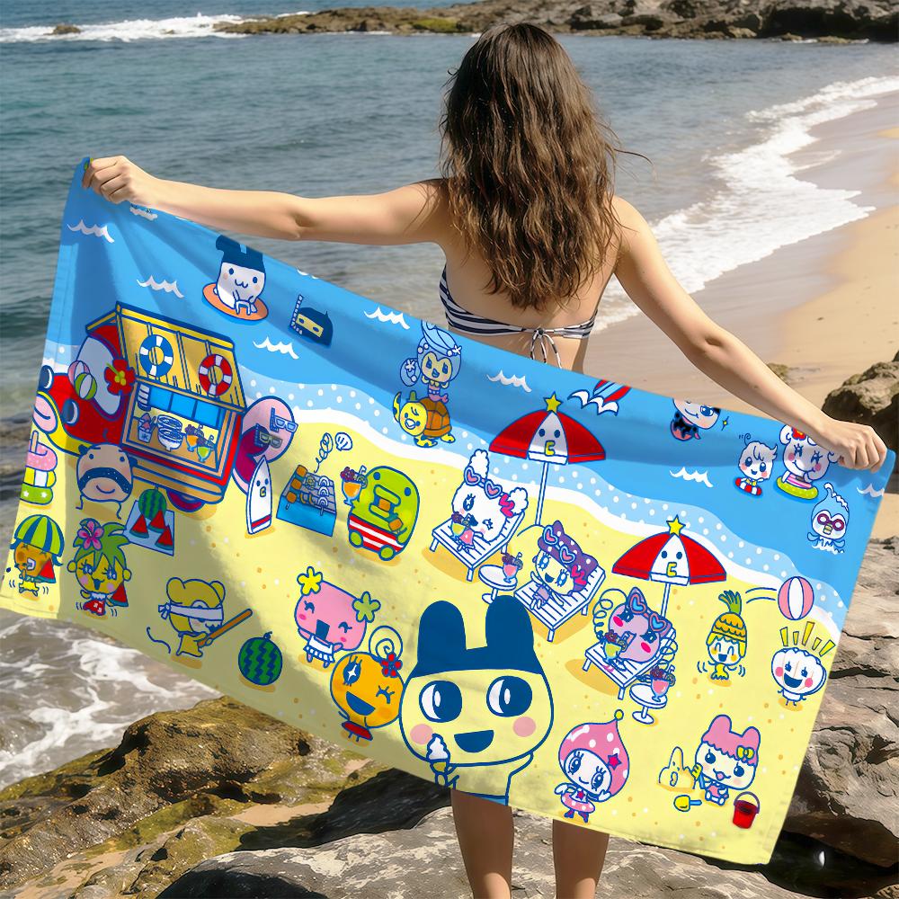 cute funny face t-tamagotchi kuchipatchi mametchi soft Dry Beach Towels Trip Towel swim Summer Holiday bathing Pool Camp Gift