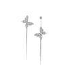 Fashion Asymmetric Butterfly Tassel Earrings for Women 2026 Luxurious Zircon Crystal Tassel Earrings Wedding Jewelry Accessories