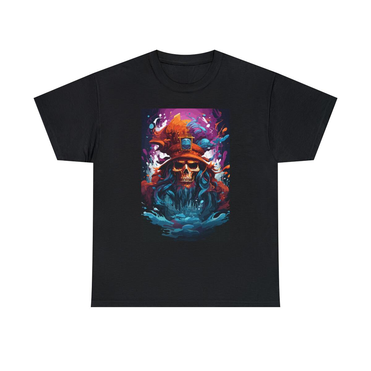 Pirate Skull Colorful Art Unisex Cotton Tee-Shirt S