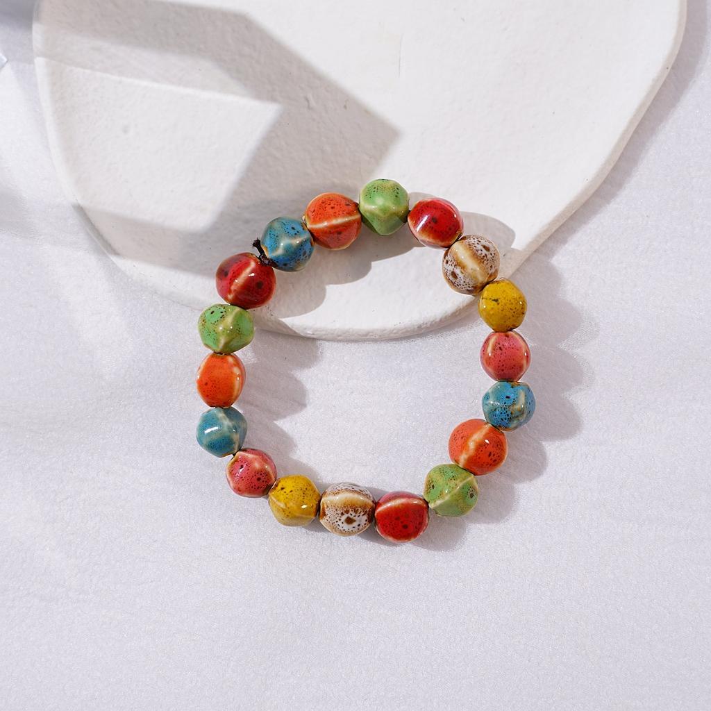 Ceramic new fashion flower glaze bead bracelet multi-color leisure ethnic style student