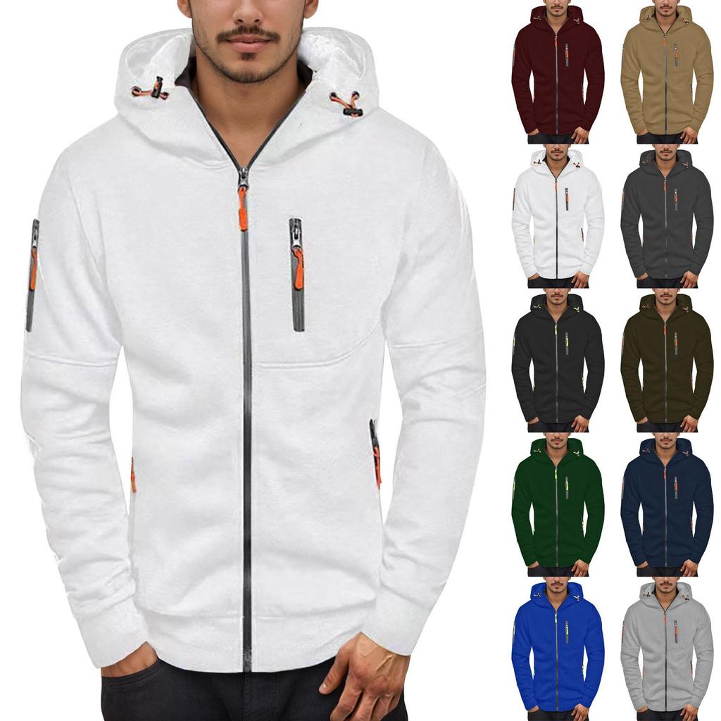 Giacca con cerniera da uomo, giacca cardigan casual retrò a maniche lunghe