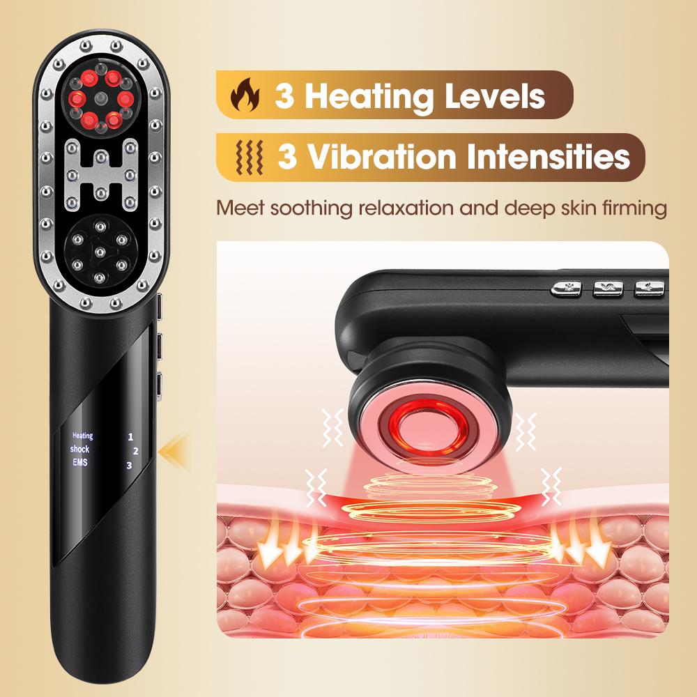 4 In 1 EMS Scalp Massage Comb Red Light Therapy Hair Growth Scalp Brush Liquid Applicator Vibration Face Lifting Beauty Massager