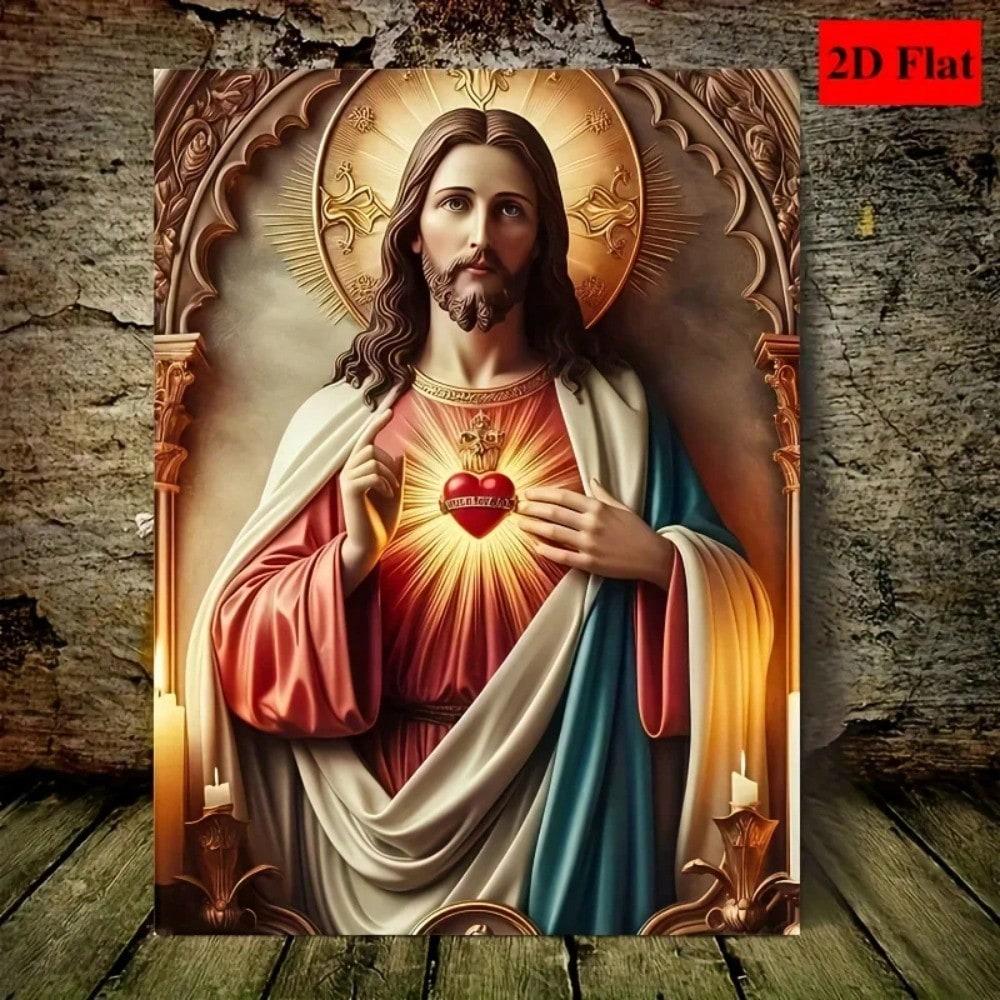Jesus Wall Art Metal Print Religious Scripture Picture PreFramed Christian Decor for Home Church Office Holiday Gift 20x30cm(7.8x11.8inch)