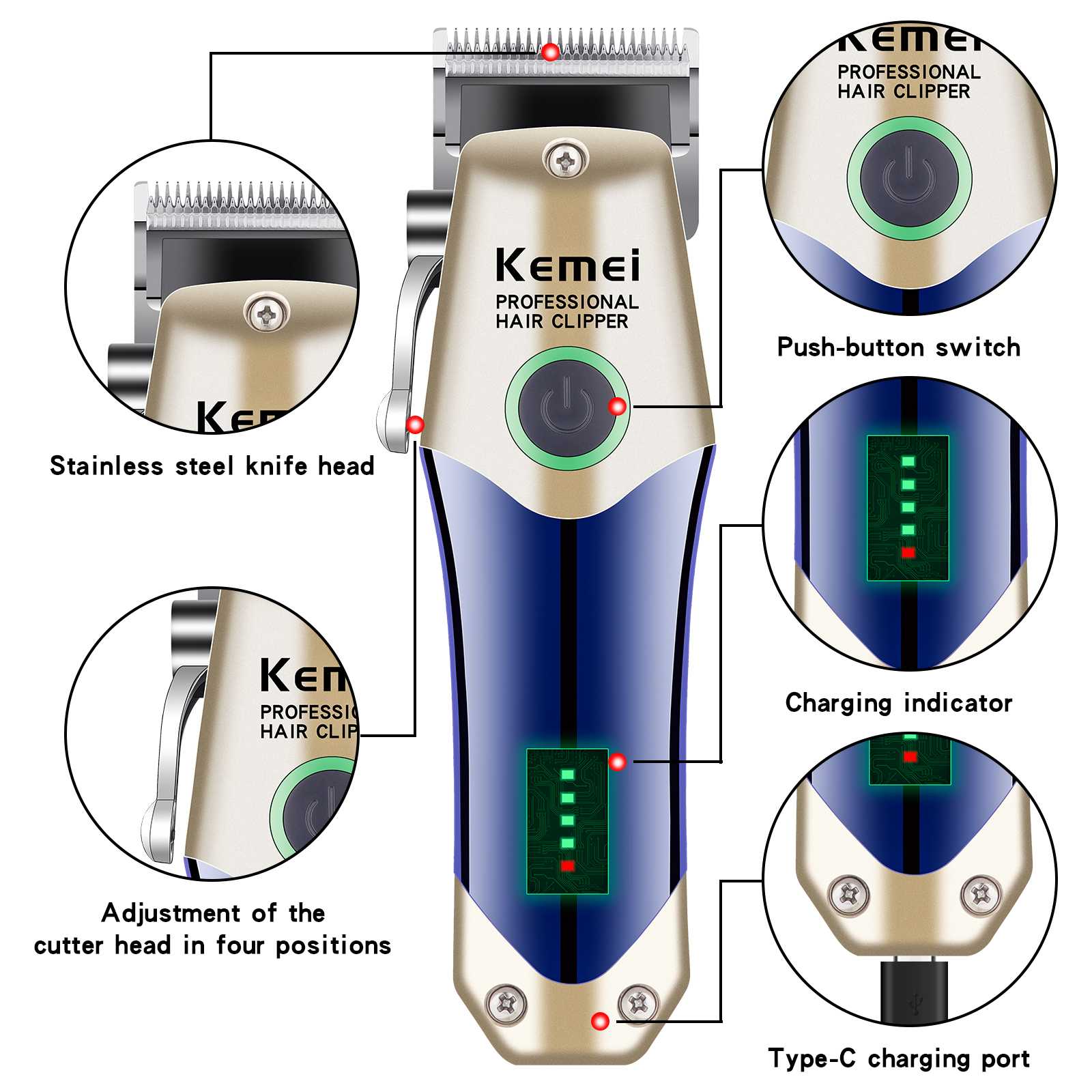 

Kemei KM-2620 электрическая машинка для стрижки волос длительный срок службы мужской триммер гравируемая машина для стрижки волос Парикмахерская профессиональная машина для стрижки