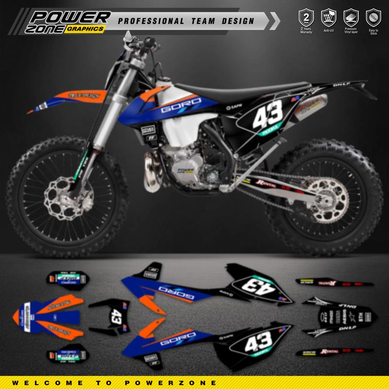 PowerZone Custom Fairing Graphics Backgrounds Decals Stickers Kit For KTM SX SXF MX 16-18 EXC XCW Enduro 17-19 125 to 500cc 23