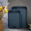 Morandi Blue Bamboo Tea Serving Tray with Drainage