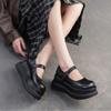 Johnature Scarpe Mary Janes Scarpe con plateau piatte in vera pelle Sandali con altezza della suola spessa con fibbia