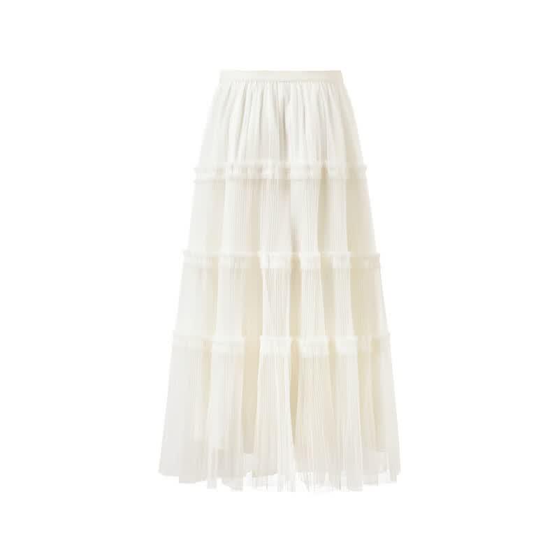 Elegant Flowy A-Line High-Waist Long Skirt