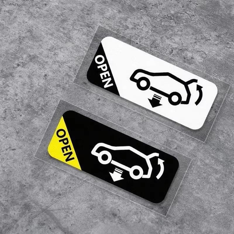 Personalized Car Trunk Auto Opening Prompt Sticker Electric Vehicle Warning Decal Waterproof Car Accessories Decoration