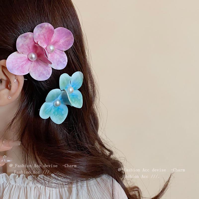 Frühlingsperlen-Blumen-Haarspange - Pastoraler Entenschnabel-Zusatz