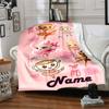 Dancing Cup Characters With Hearts And Ribbons Throw Personalized Blanket Customize Your Name Soft Warm Cozy Great For Sofa Couch Office Bed Picnics