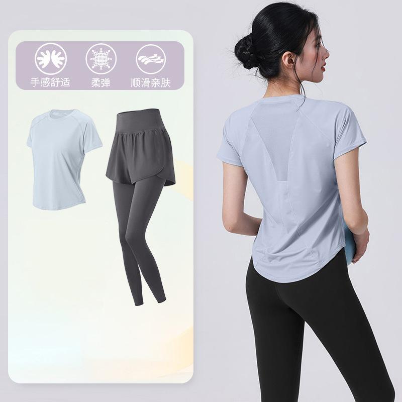 Tennis suit women's short-sleeved training clothes outdoor running quick-drying clothes thin badminton T-shirt fitness clothes