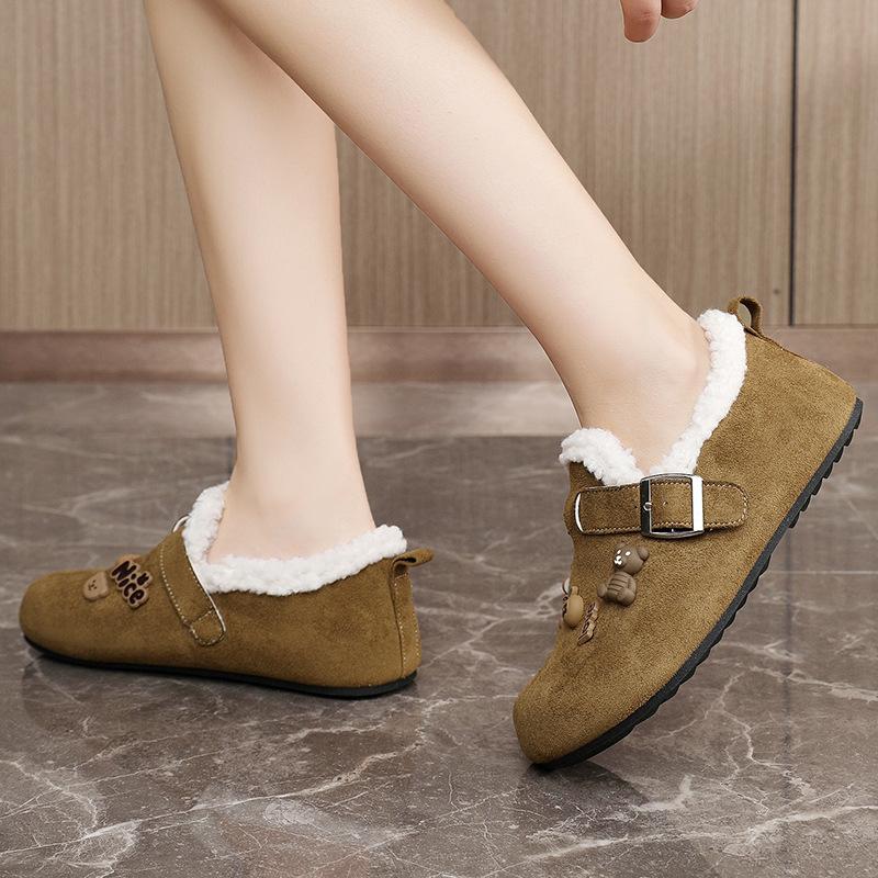 Women's Fashion Slip-On Soft-Sole Winter Warm Fleece-Lined Snow Boots with Fleece Lining, Slip-Resistant Casual Sports Fuzzy Cotton Shoes