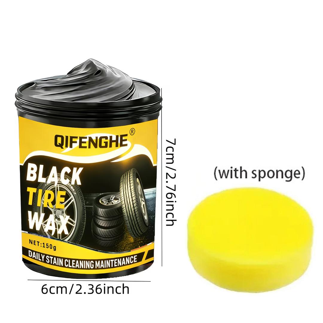 Black Tire Wax, Car Tire Polish & Cleaner with Long Lasting Shine, Auto Tire Maintenance Paste for Stain Removal & Anti-Aging 150g