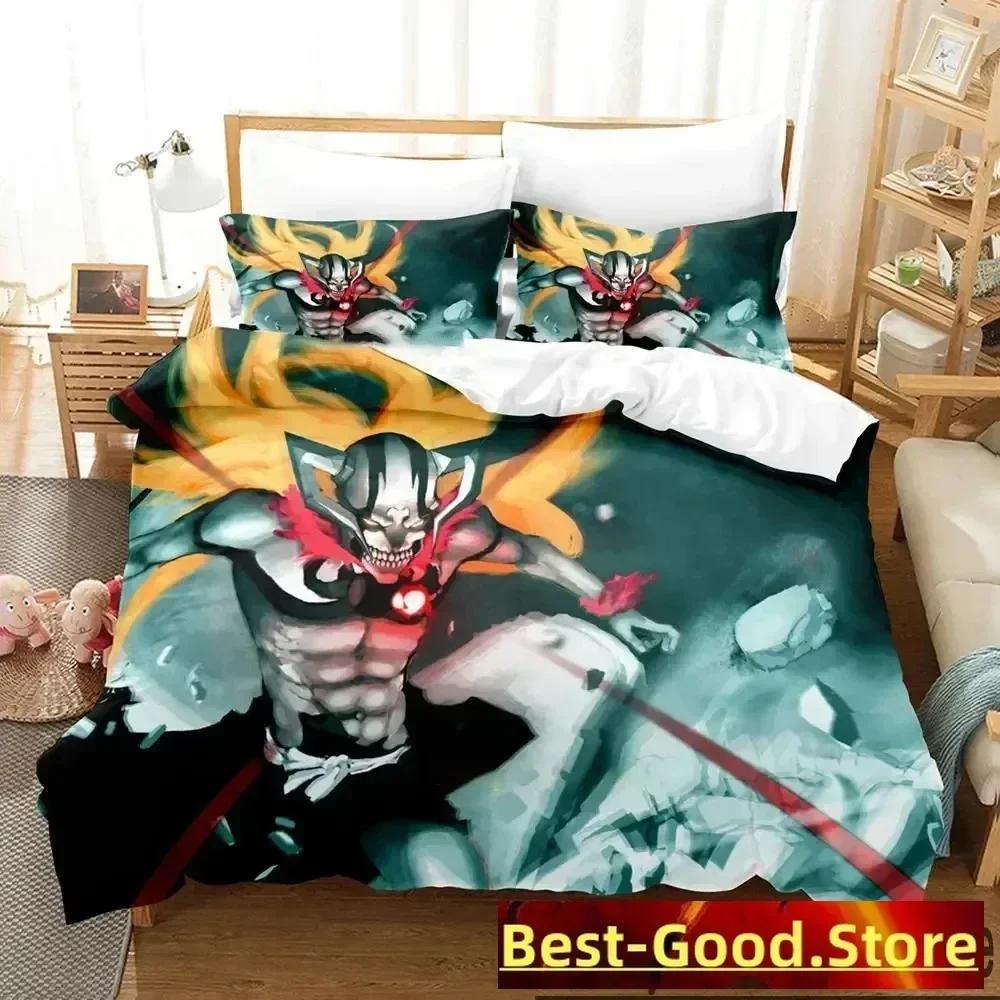 Anime Bleach Kurosaki Ichigo Bedding Set Printed Bed Set With Pillowcase Bed Duvet Cover Soft Queen King Size Bedclothes Home