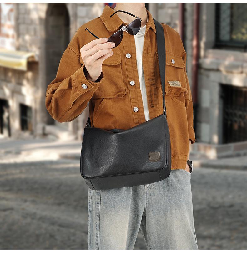 Genuine Leather Men's Crossbody Bag - High-End, Large Capacity, Casual Outdoor Shoulder Bag