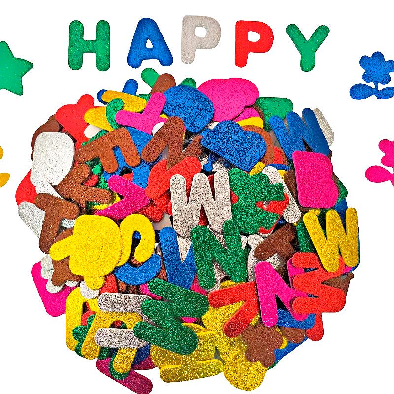 International Foam Glitter Letter Stickers: Self-Adhesive A-Z Wall Decor, 7 Colors