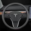 Nappa Leather Car Steering Wheel Cover For Tesla Model 3 Y S X 2019 - 2025 4 Seasons 36-38 CM Black Auto Interior Accessories