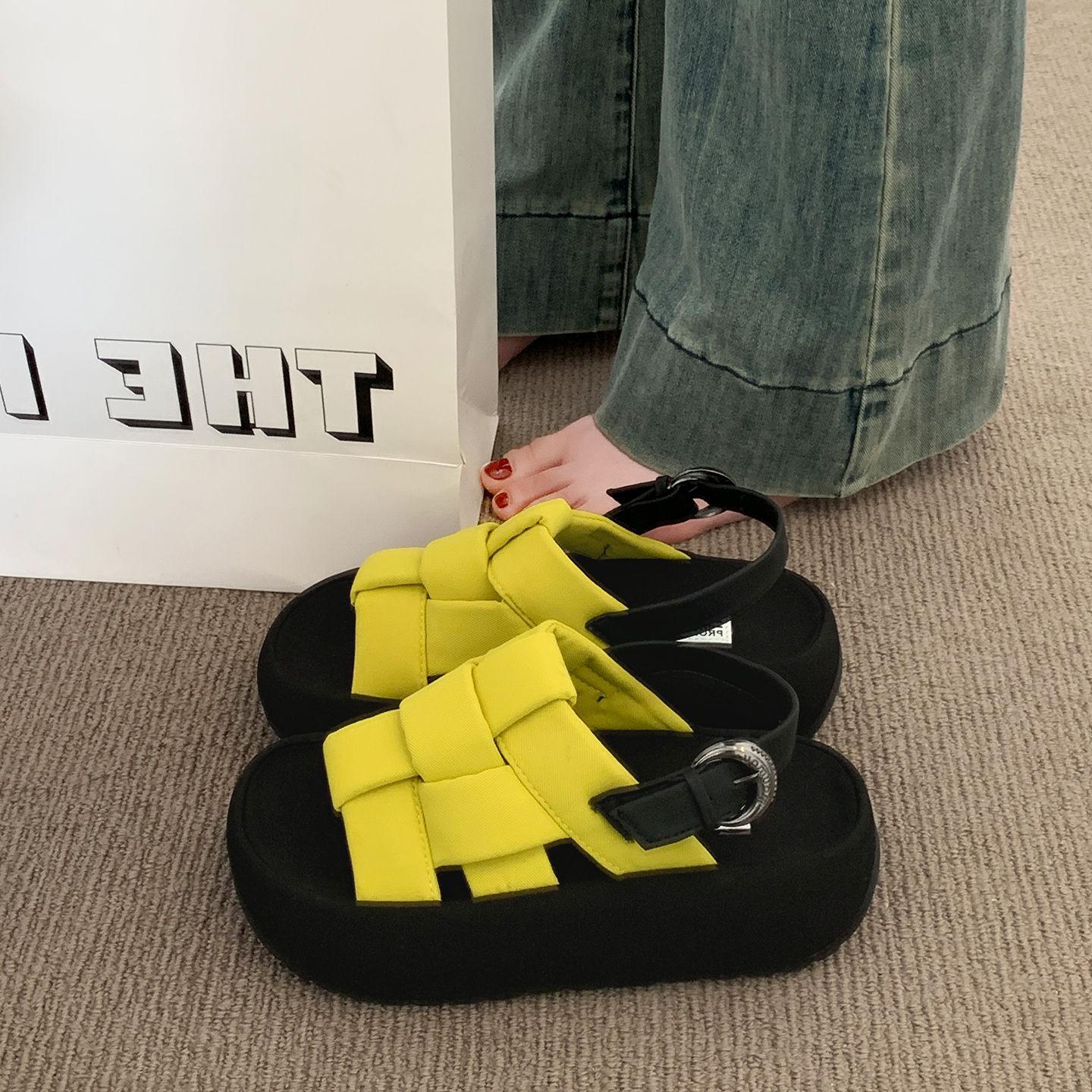 

Sandals women s summer outer wear new with skirt platform fashion casual shoes 35 жовто-зелений