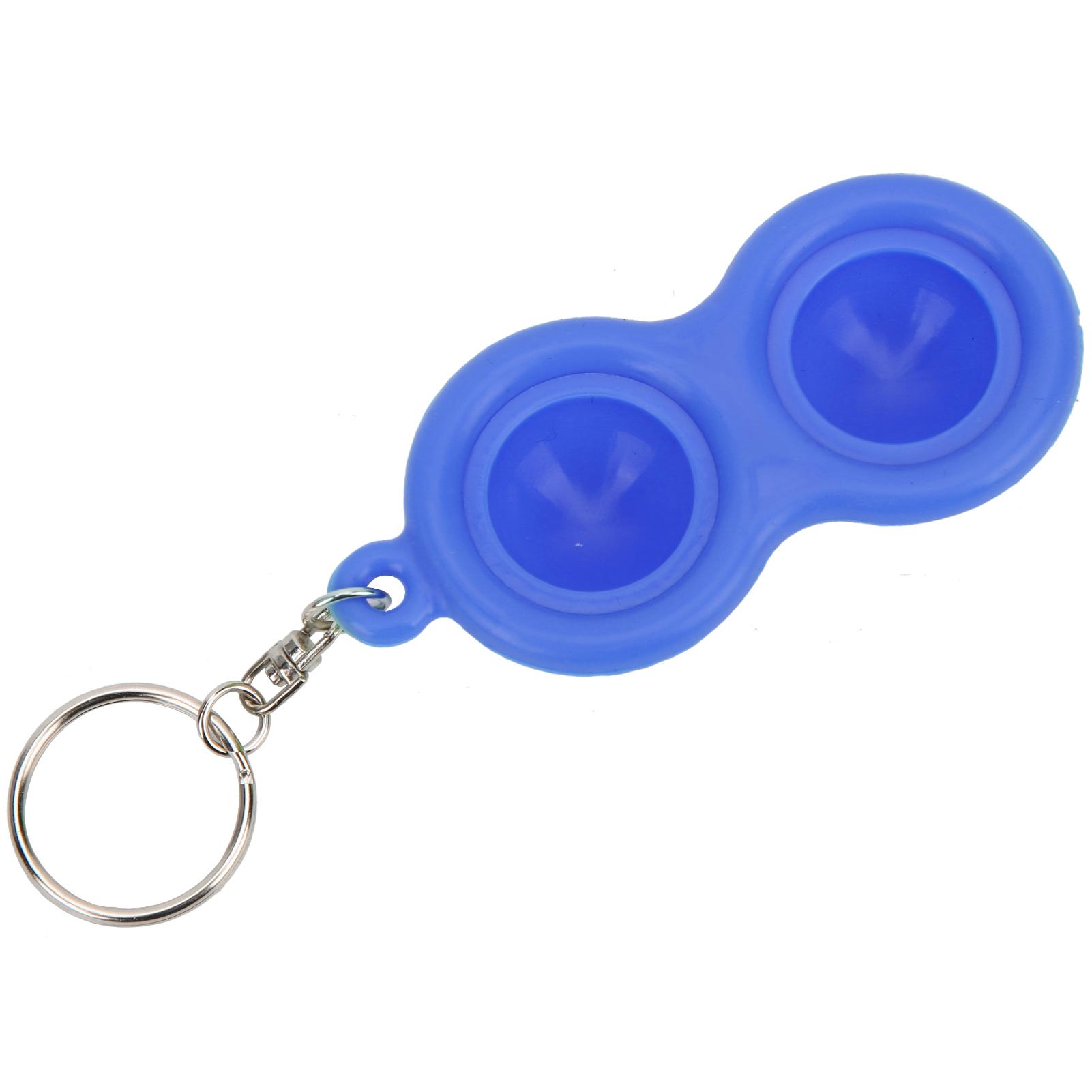 Cosyhome Unisex Blue Stress Relief Keychain Push Bubble Key Ring Hand Sensory Puzzle Toy Silicone For Students Adults Children