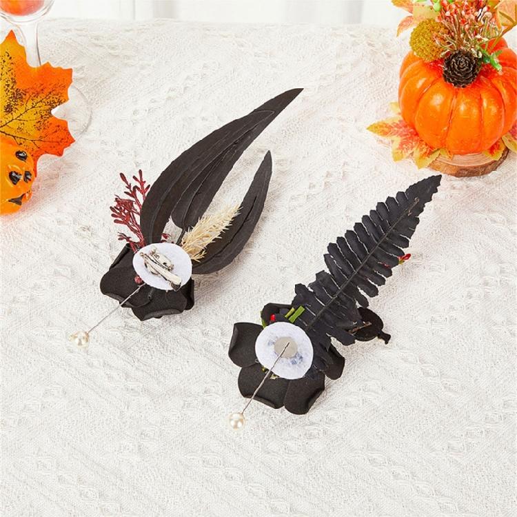 Fashion Black Flower Brooch for Cosplay and Festive Attire Adult Woman Girl Teen Halloween Costume Decorative Brooch