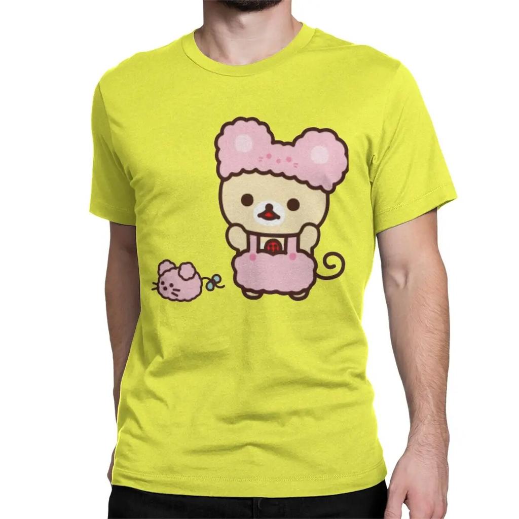 Novelty Rilakkuma Korilakkuma T-Shirts Unisex Wo Unisex Crewneck 100% Cotton T Shirt Short Sleeve Tee Shirt Plus Size Clothing