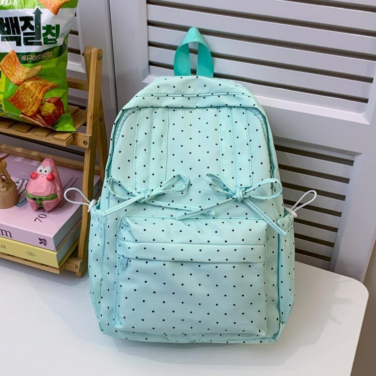 Schoolbag Japanese Small Fresh Girl Schoolbag Junior High School Girl High School Student Backpack Cute Polka Dot Light School Backpack