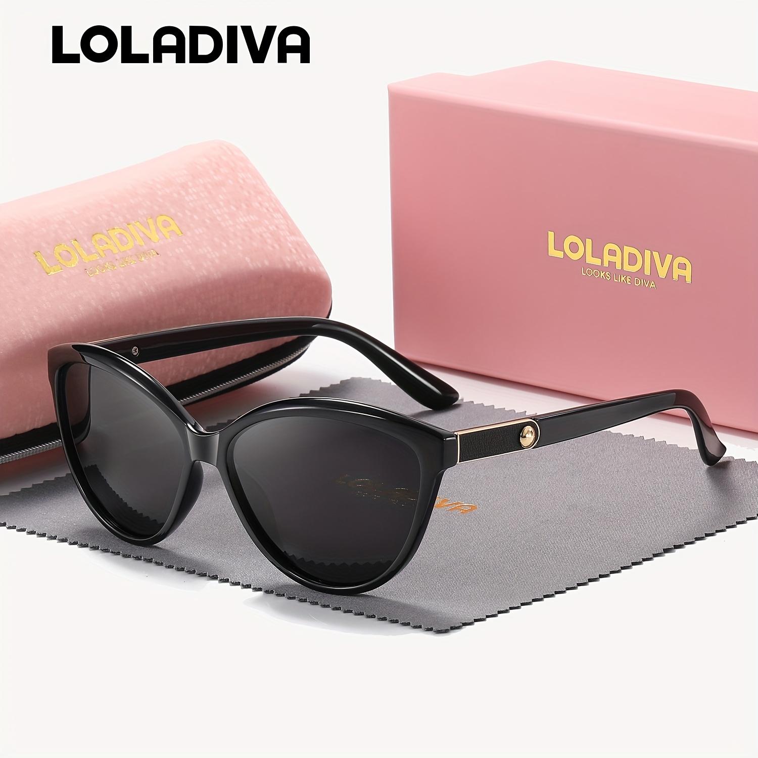 Loladiva Delicate Design Full Frame Polarized Sunglasses Outdoor Activities Cat-Eye Frame Sunglasses UV400 Black Grey