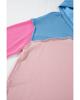 Azura Exchange Pink Color Block Patchwork Corded Knit Loose Fit Hooded Blouse
