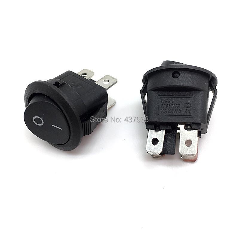 5pcs KCD1 224N Round Rocker Switch Black 4 Pin 6A 250V/10A 125VAC Boat Switch Snap-in SPST ON OFF Rocker 2 Position Switch