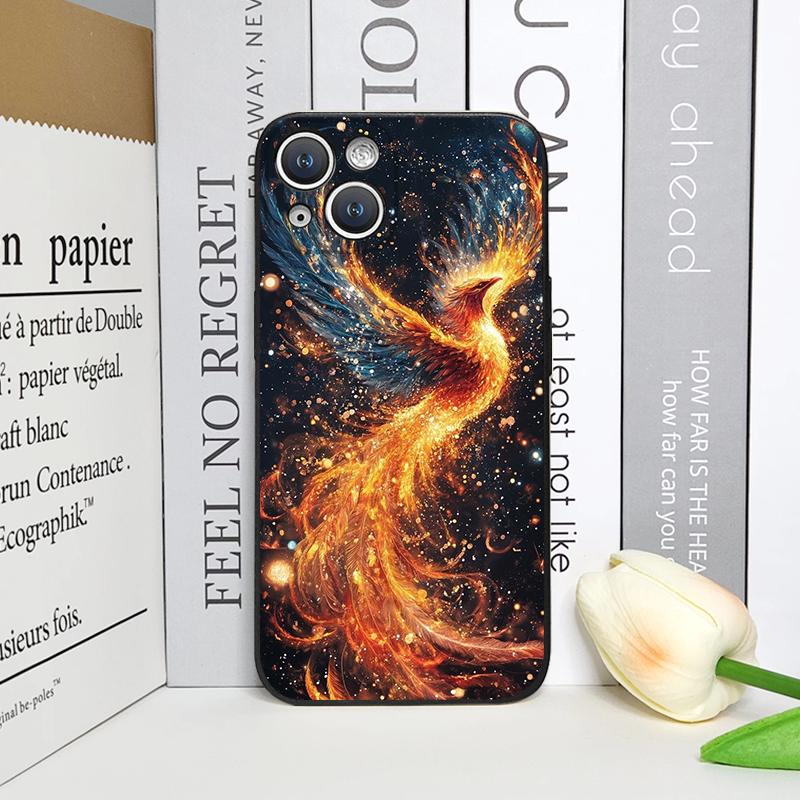 Luxury Phoenix Fire Feather Pattern Phone Case for iPhone 17 16 12 11 14 Plus 13 14 15 Pro Max 12 13 Mini X XS MAX XR Soft Cover