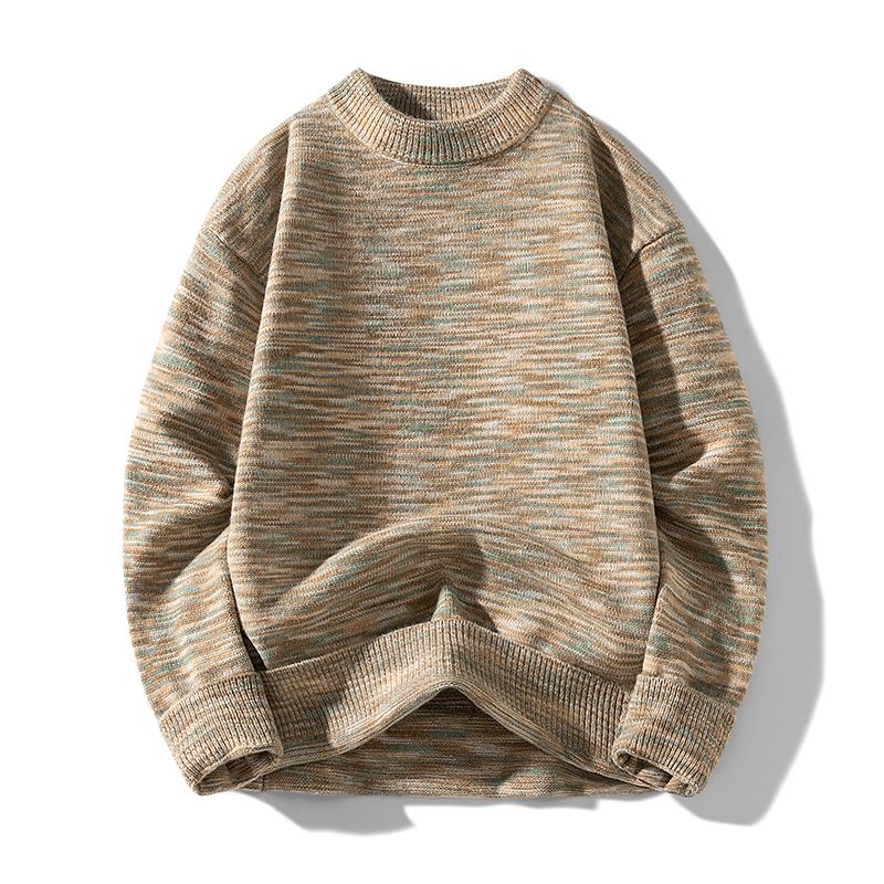 

Мужской осенне-зимний новый свитер с градиентным узором, свитер-пуловер с круглым вырезом, универсальный эластичный вязаный свитер M зелёный