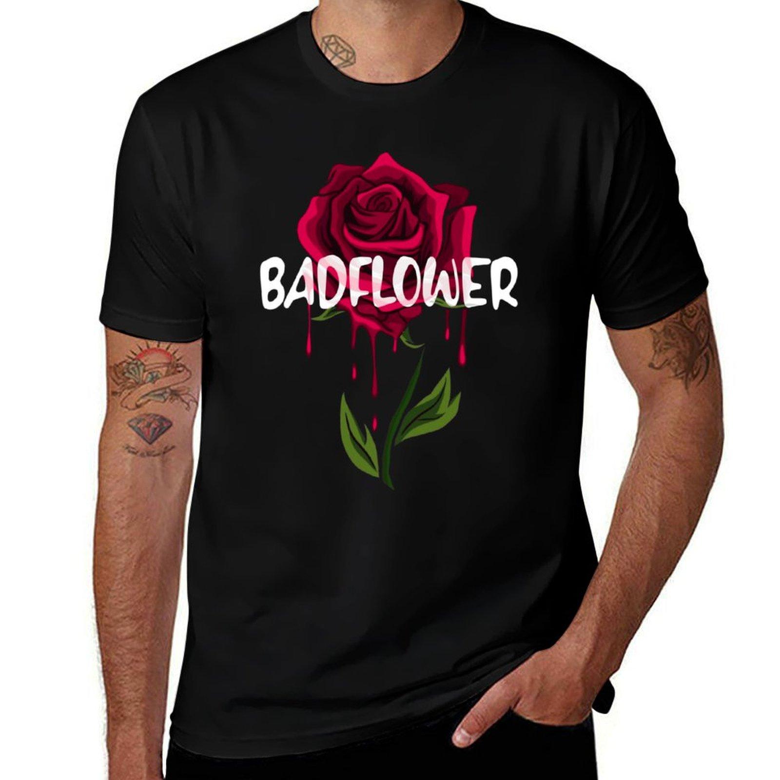 

Badflower Rose T-Shirt korean fashion croswit shirt man sublime mens graphic t-shirts 4XL