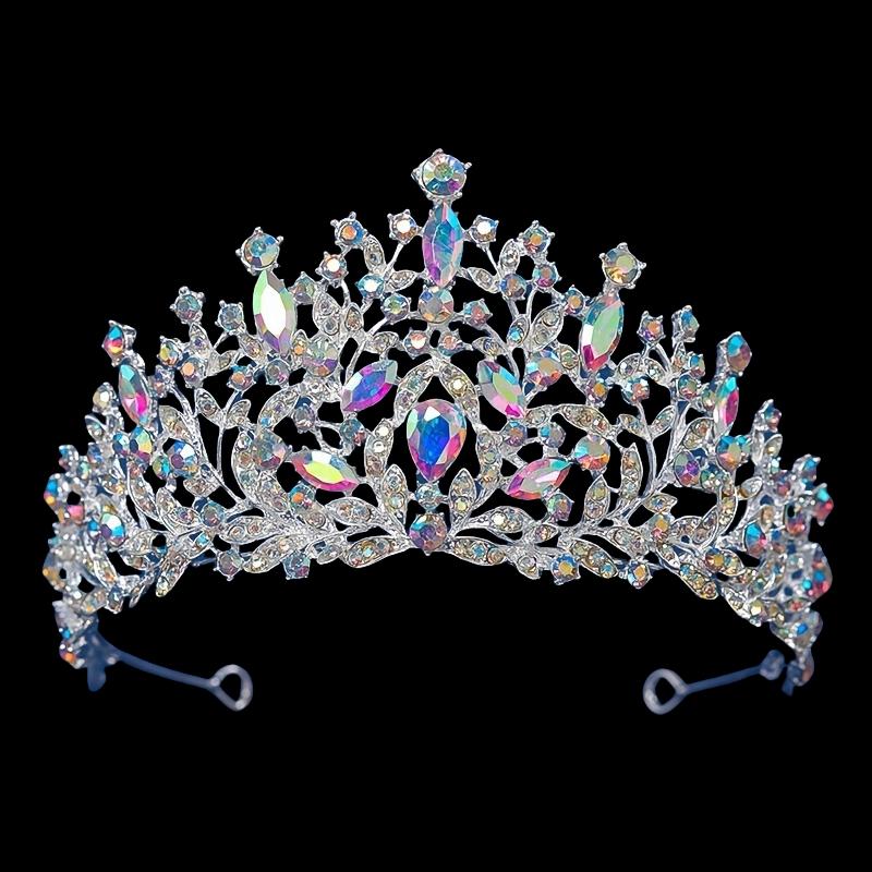 Silver Ab Crystal Tiaras and Crowns Headband for Women Rhinestone Diadem Bridal Wedding Hair Accessories Jewelry Crown Tiara