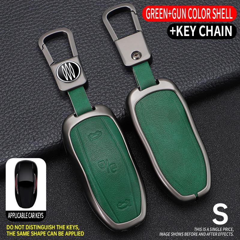 Zinc Alloy+ Leather Car Smart Key Cover Case Shell Fob For Tesla Model 3 Model Y X S Key Shell Bag Holder Protector Accessories
