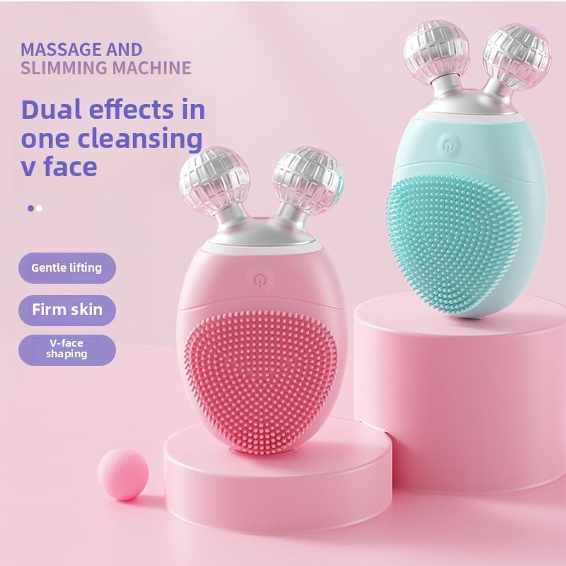 Roller electric silicone facial cleanser for cleaning pores, blackheads, oil lifting, firming, and vibrating facial cleanser